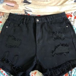 Black jean shorts